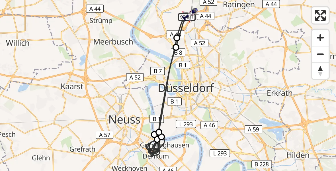 Flugroute Polizeihubschrauber Düsseldorf Flughafen - Düsseldorf Flughafen, 30 Juni 2026, 16:48