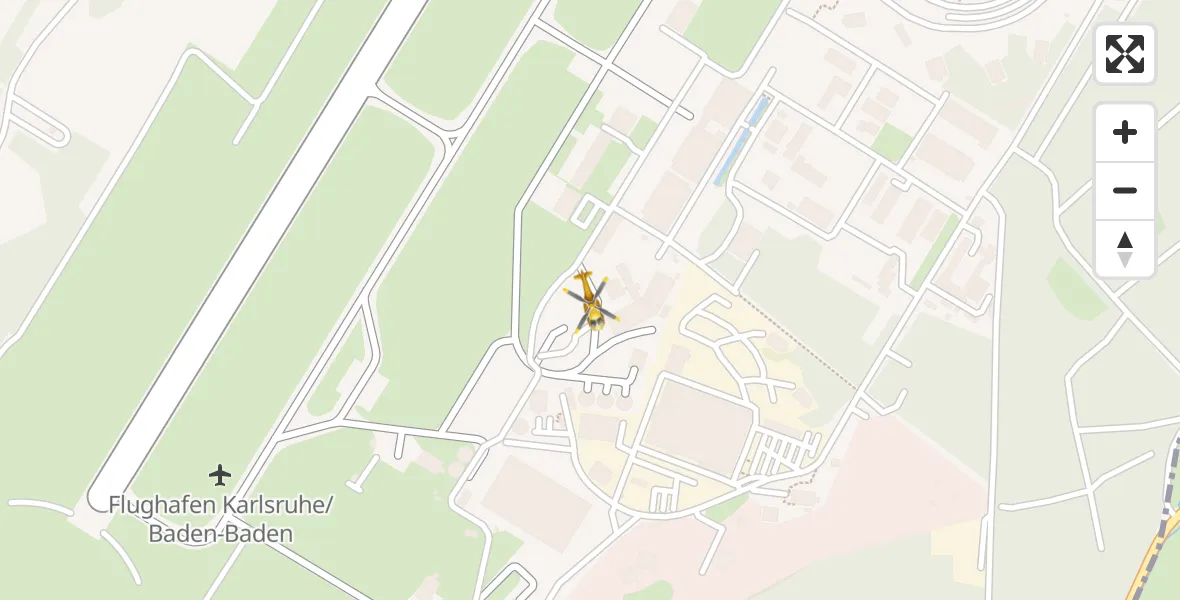 Flugroute Rettungshubschrauber Karlsruhe Baden-Baden Flughafen - Karlsruhe Baden-Baden Flughafen, 30 Juni 2026, 16:52