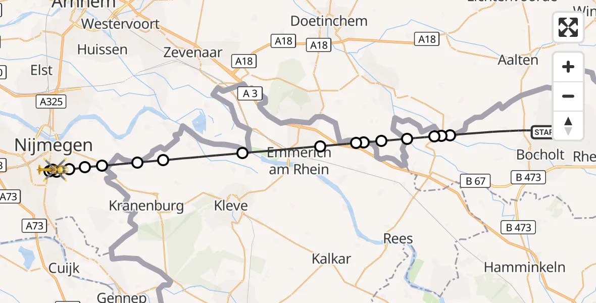 Flugroute Ambulanzhubschrauber Bocholt - Radboud University Medical Center Heliport, 30 Juni 2026, 17:16