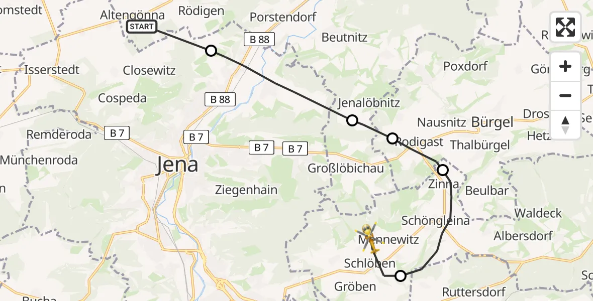 Flugroute Rettungshubschrauber Lehesten - Schlöben, 30 Juni 2026, 17:19