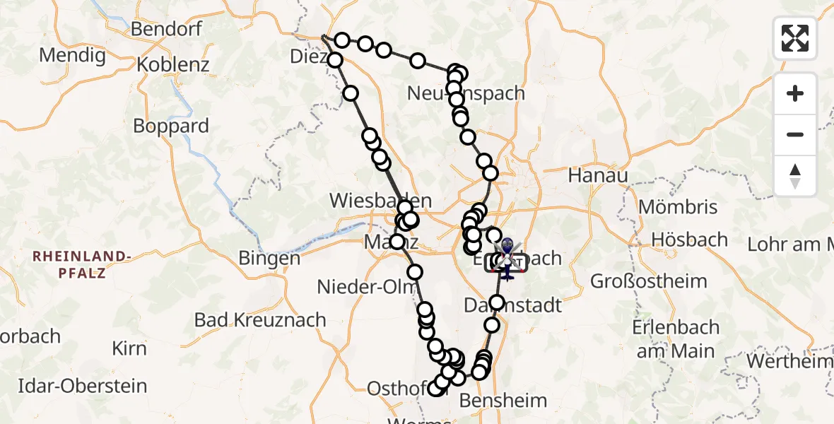 Flugroute Polizeihubschrauber Flughafen Frankfurt-Egelsbach - Flughafen Frankfurt-Egelsbach, 30 Juni 2026, 18:42