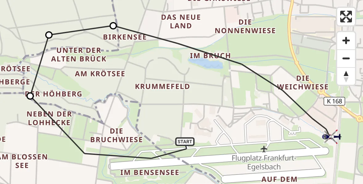 Flugroute Polizeihubschrauber Flughafen Frankfurt-Egelsbach - Flughafen Frankfurt-Egelsbach, 30 Juni 2026, 20:37