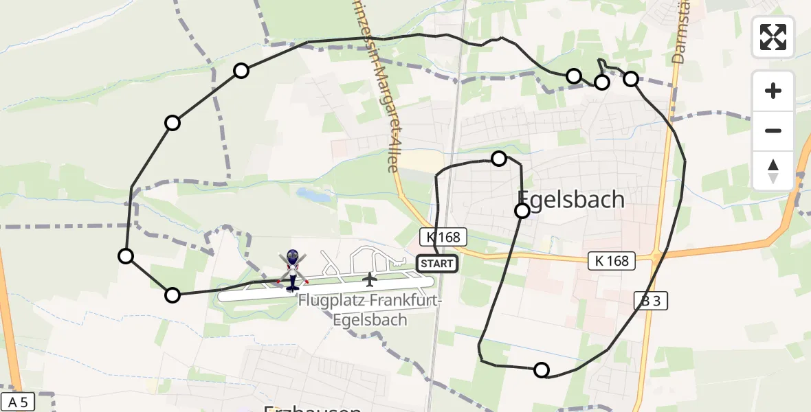 Flugroute Polizeihubschrauber Flughafen Frankfurt-Egelsbach - Flughafen Frankfurt-Egelsbach, 30 Juni 2026, 20:46