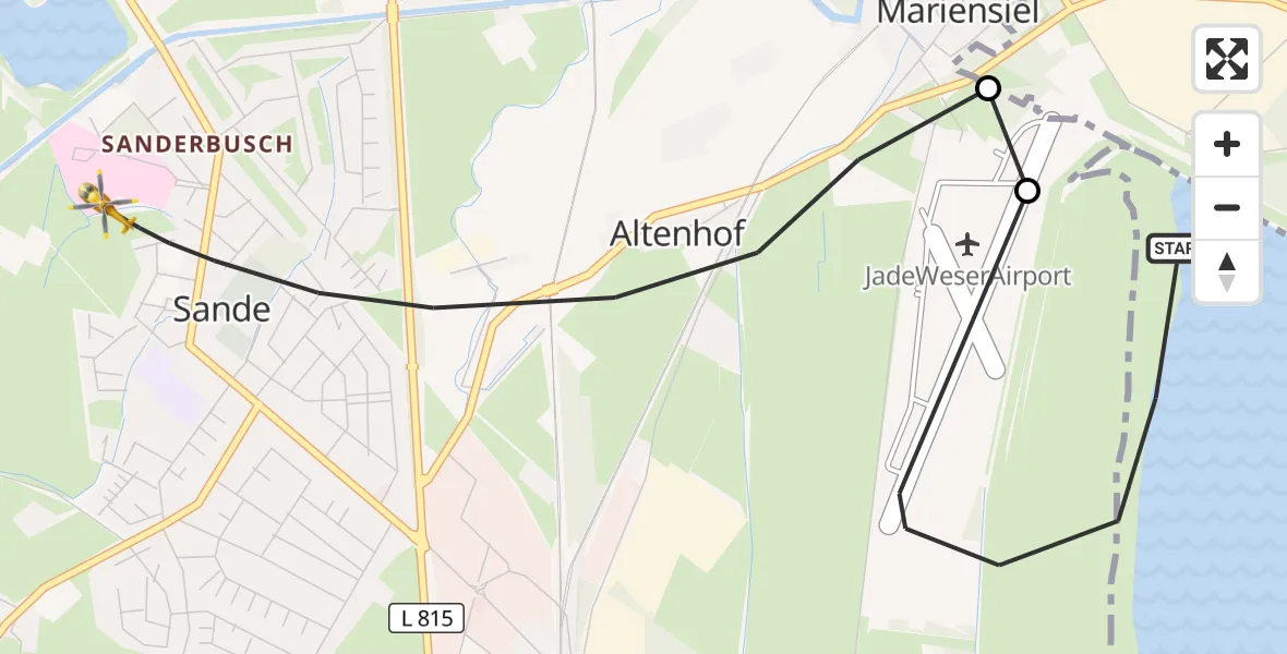 Flugroute Rettungshubschrauber Sande - Sande, 30 Juni 2026, 21:18