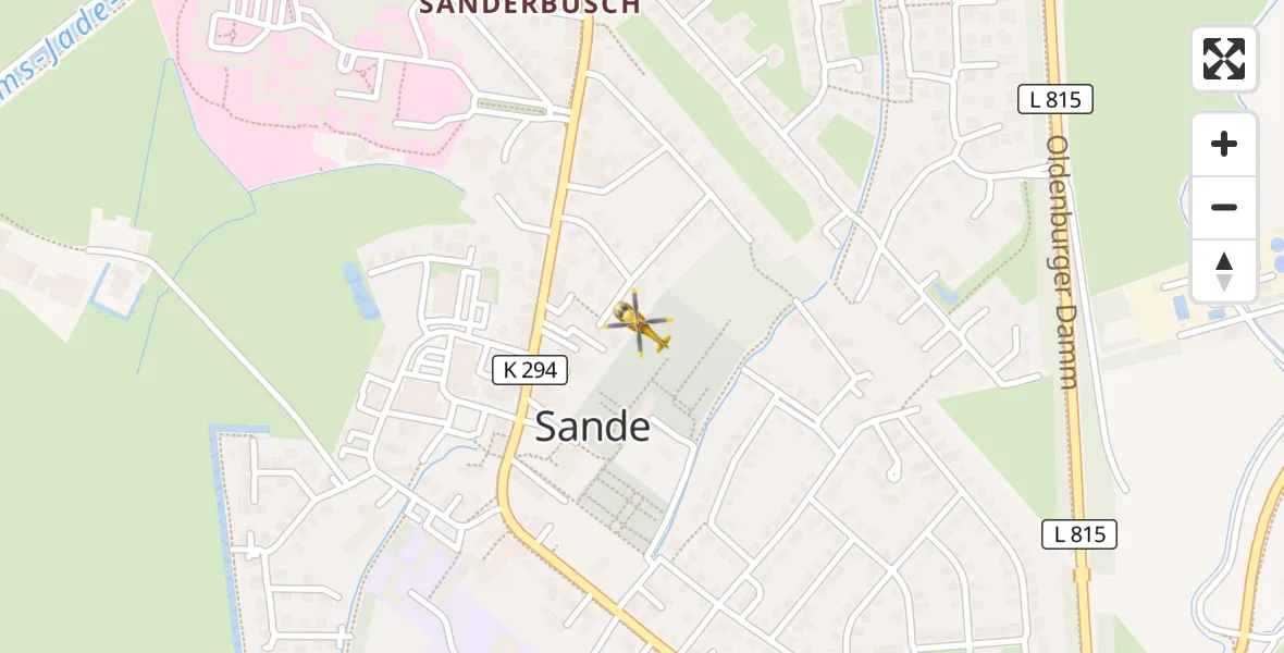 Flugroute Rettungshubschrauber Sande - Sande, 30 Juni 2026, 21:23