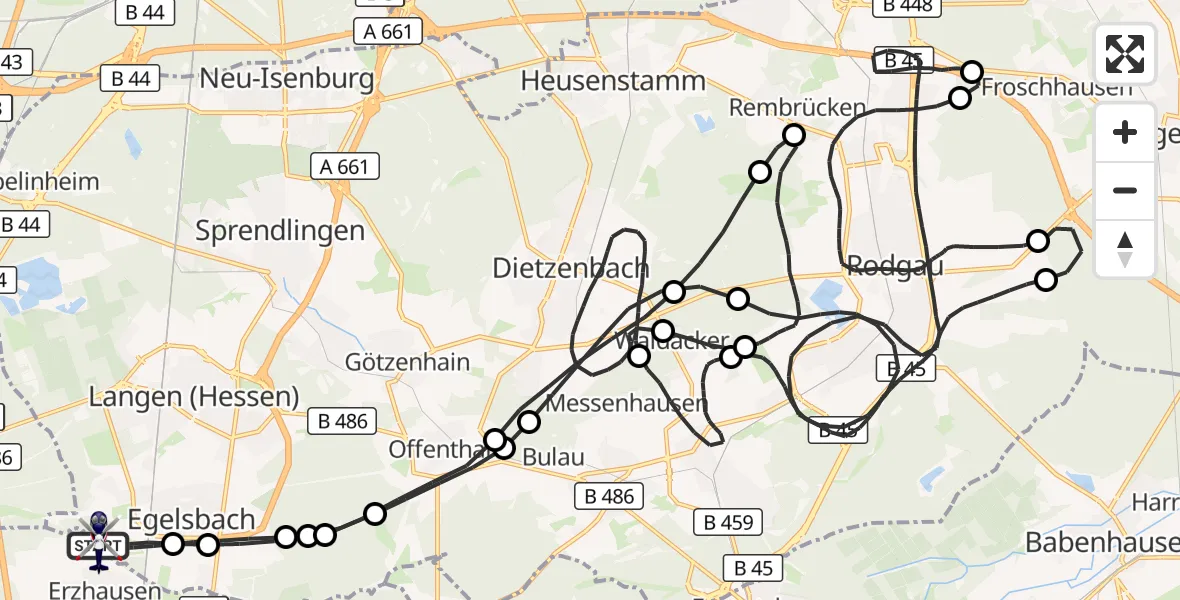 Flugroute Polizeihubschrauber Flughafen Frankfurt-Egelsbach - Flughafen Frankfurt-Egelsbach, 01 Juli 2026, 02:47