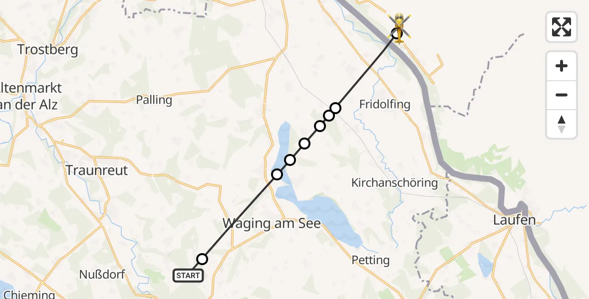 Flugroute Rettungshubschrauber Traunstein - Riedersbach, 01 Juli 2026, 06:12