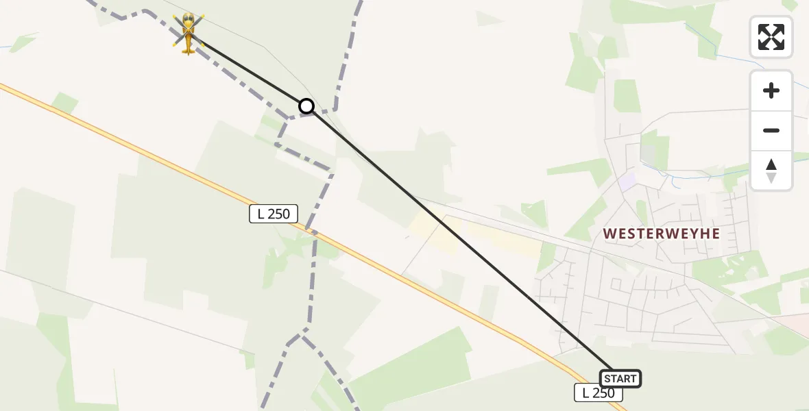 Flugroute Rettungshubschrauber Uelzen - Ebstorf, 01 Juli 2026, 07:05
