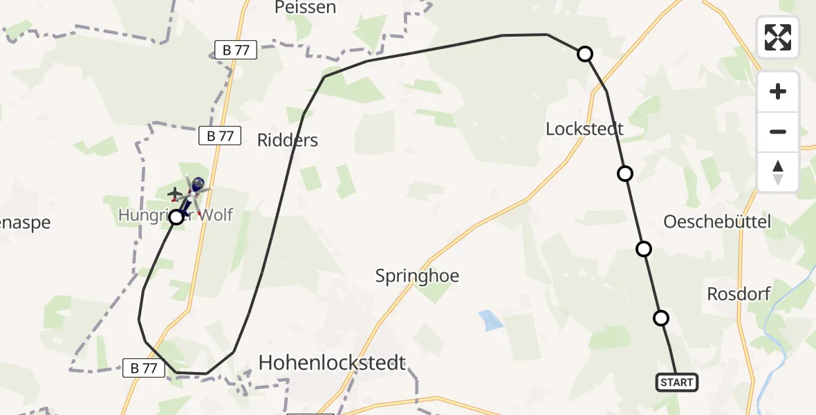 Flugroute Polizeihubschrauber Kellinghusen - Itzehoe Hungriger Wolf Flugplatz, 01 Juli 2026, 07:21