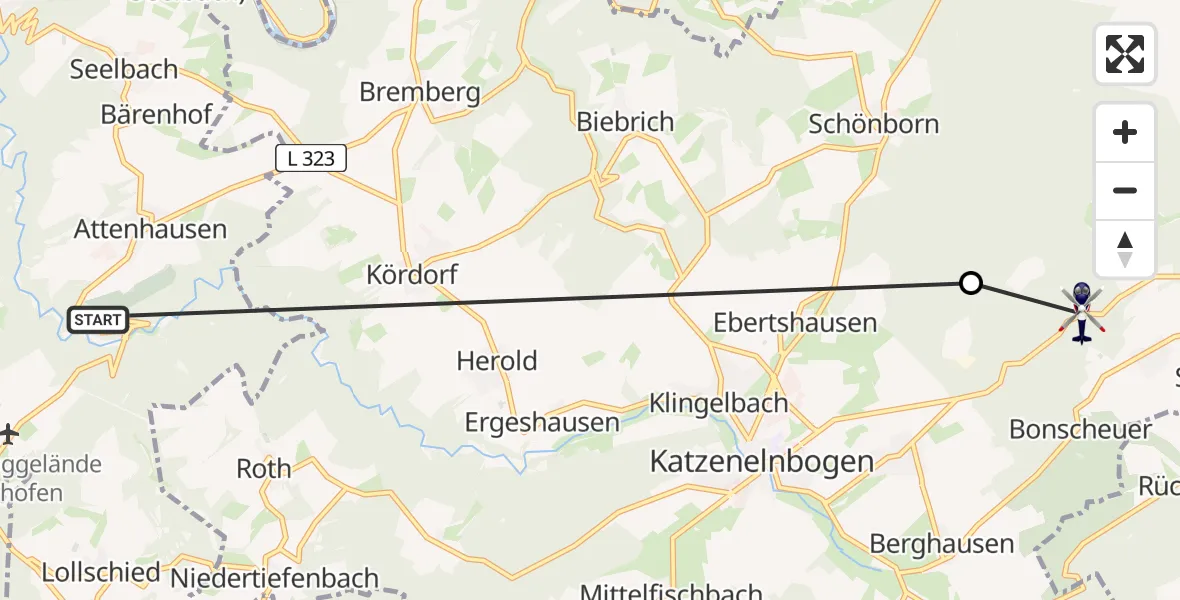 Flugroute Polizeihubschrauber Attenhausen - Mudershausen, 01 Juli 2026, 07:23