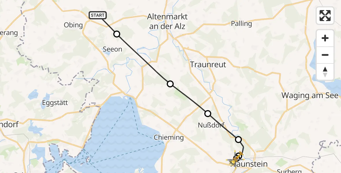 Flugroute Rettungshubschrauber Obing - Traunstein Hospital, 01 Juli 2026, 07:24