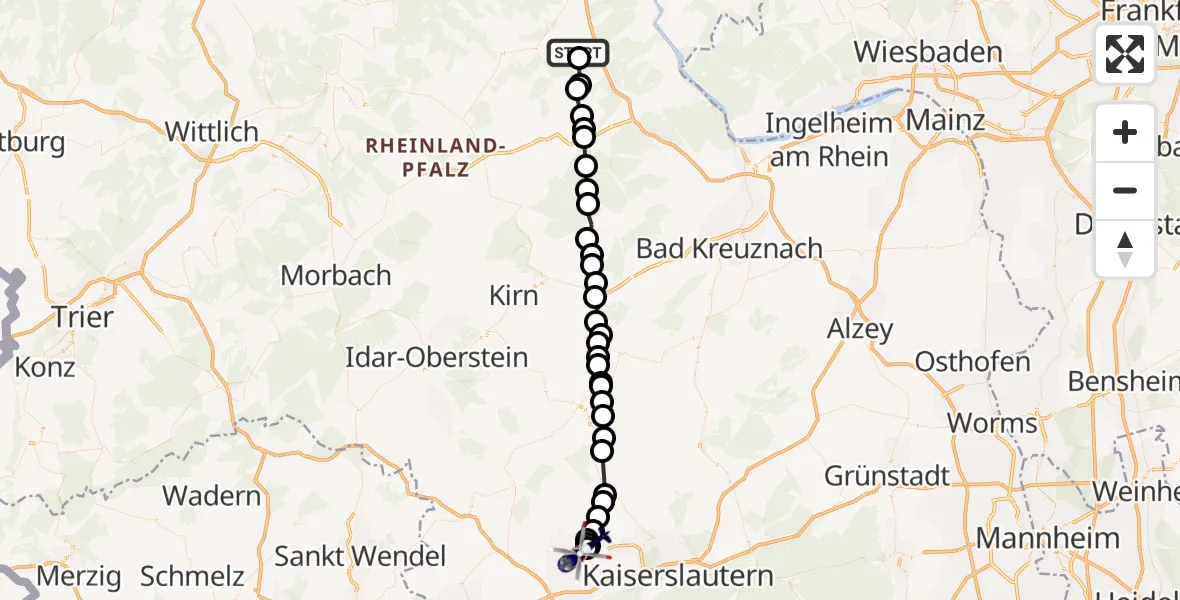 Flugroute Polizeihubschrauber Maisborn - Mackenbach, 01 Juli 2026, 07:59
