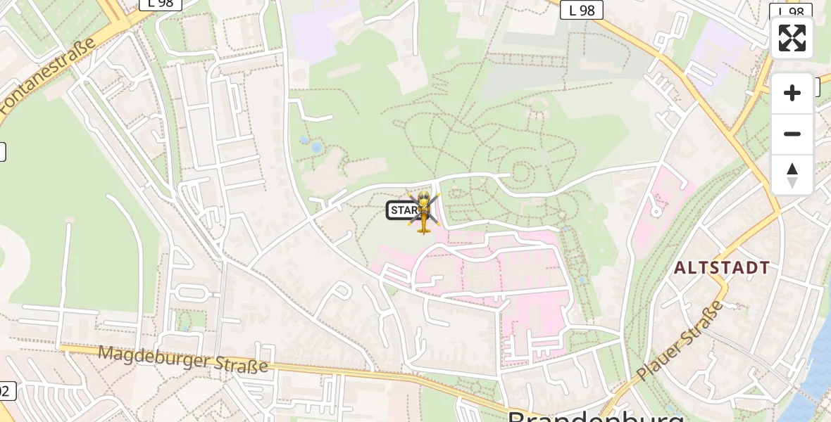 Flugroute Rettungshubschrauber Brandenburg an der Havel - Brandenburg an der Havel, 01 Juli 2026, 08:06