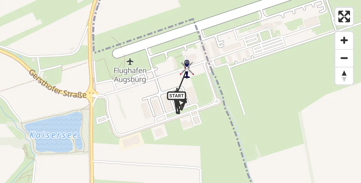 Flugroute Polizeihubschrauber Augsburg Flughafen - Augsburg Flughafen, 01 Juli 2026, 08:16