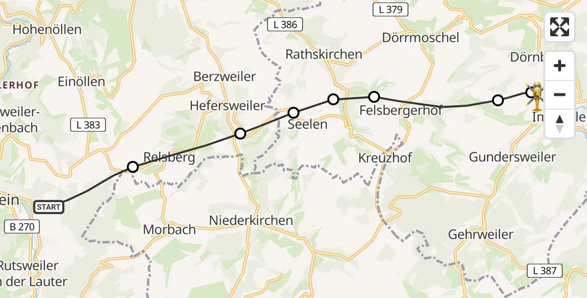 Flugroute Rettungshubschrauber Wolfstein - Imsweiler UL, 01 Juli 2026, 08:18