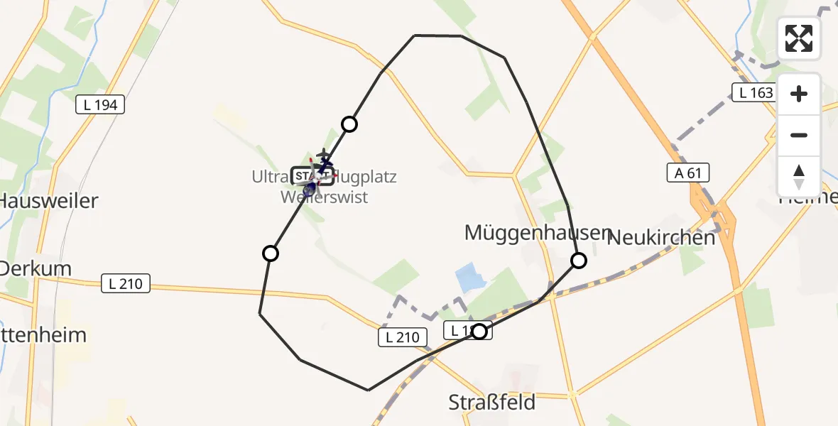 Flugroute Polizeihubschrauber Weilerswist UL - Weilerswist UL, 01 Juli 2026, 08:19