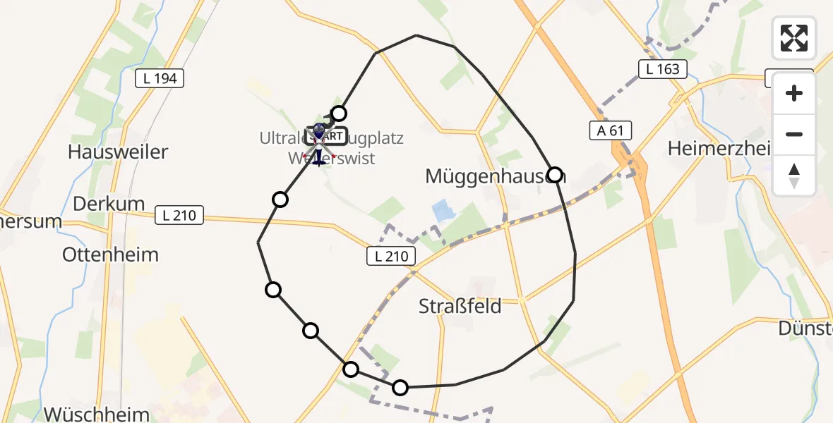 Flugroute Polizeihubschrauber Weilerswist UL - Weilerswist UL, 01 Juli 2026, 08:28