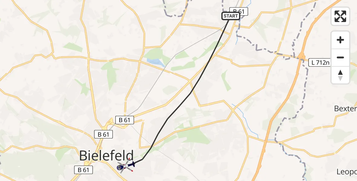 Flugroute Polizeihubschrauber Bielefeld - Bielefeld, 01 Juli 2026, 08:39