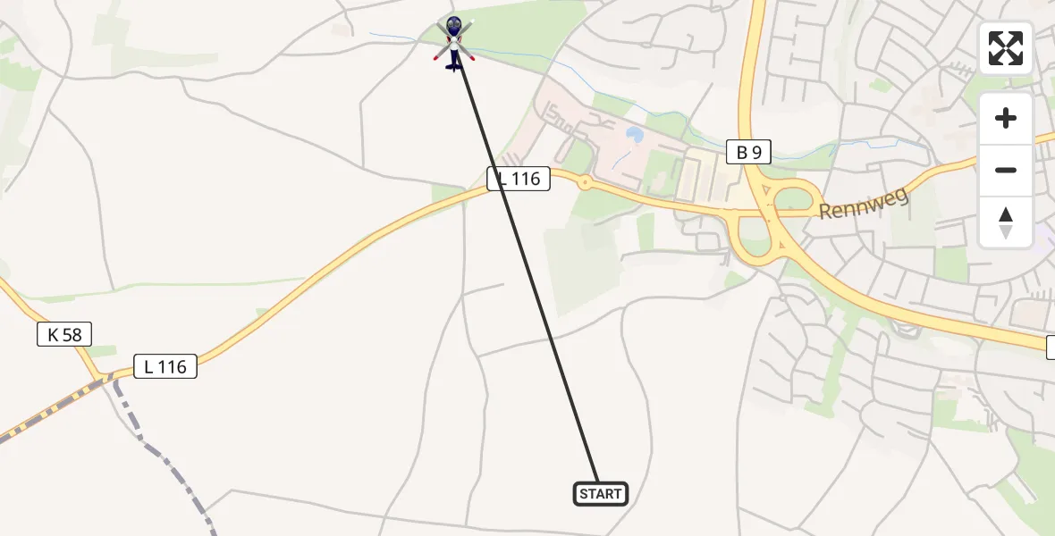 Flugroute Polizeihubschrauber Andernach - Andernach, 01 Juli 2026, 09:18