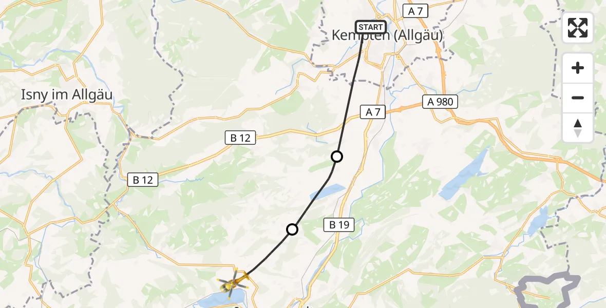 Flugroute Rettungshubschrauber Kempten (Allgäu) - Immenstadt i.Allgäu, 01 Juli 2026, 09:37