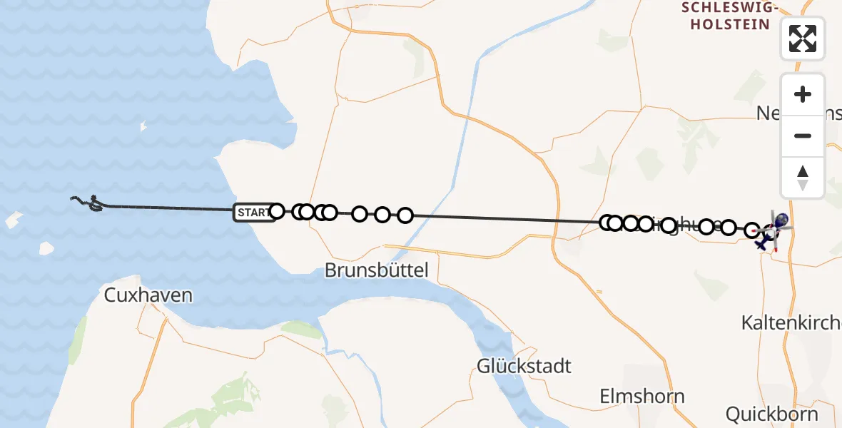 Flugroute Polizeihubschrauber Friedrichskoog - Bad Bramstedt Hubschrauberlandeplatz, 01 Juli 2026, 09:41