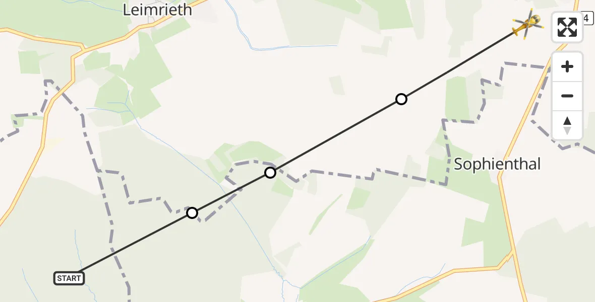 Flugroute Rettungshubschrauber Römhild - Hildburghausen, 01 Juli 2026, 10:37