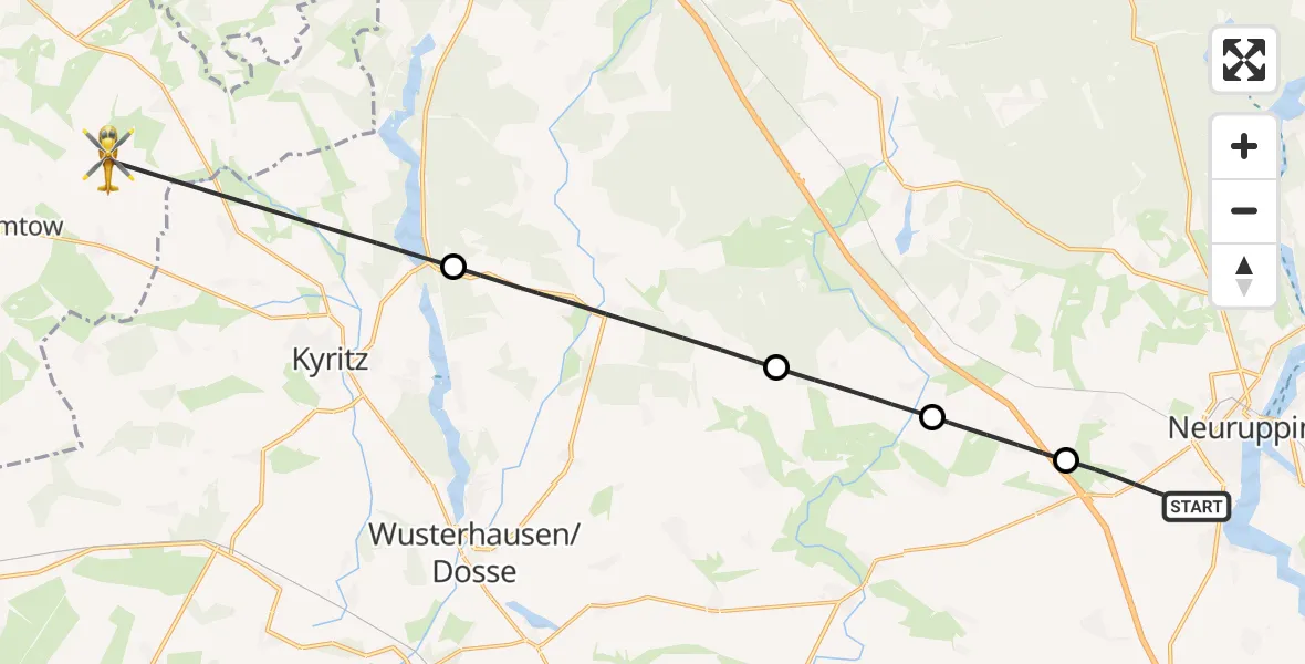 Flugroute Rettungshubschrauber Neuruppin - Gumtow, 01 Juli 2026, 10:52