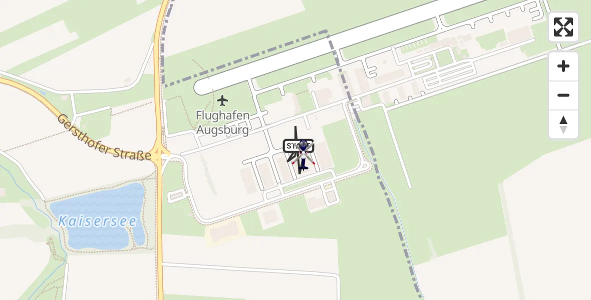 Flugroute Polizeihubschrauber Augsburg Flughafen - Augsburg Flughafen, 01 Juli 2026, 11:09