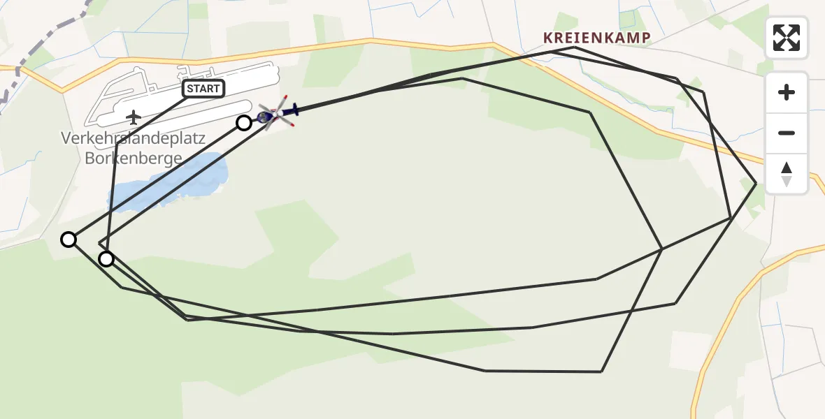 Flugroute Polizeihubschrauber Borkenberge Flugplatz - Lüdinghausen, 01 Juli 2026, 11:23