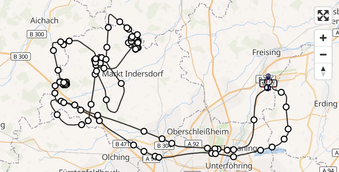 Flugroute Polizeihubschrauber München Flughafen - München Flughafen, 01 Juli 2026, 11:41