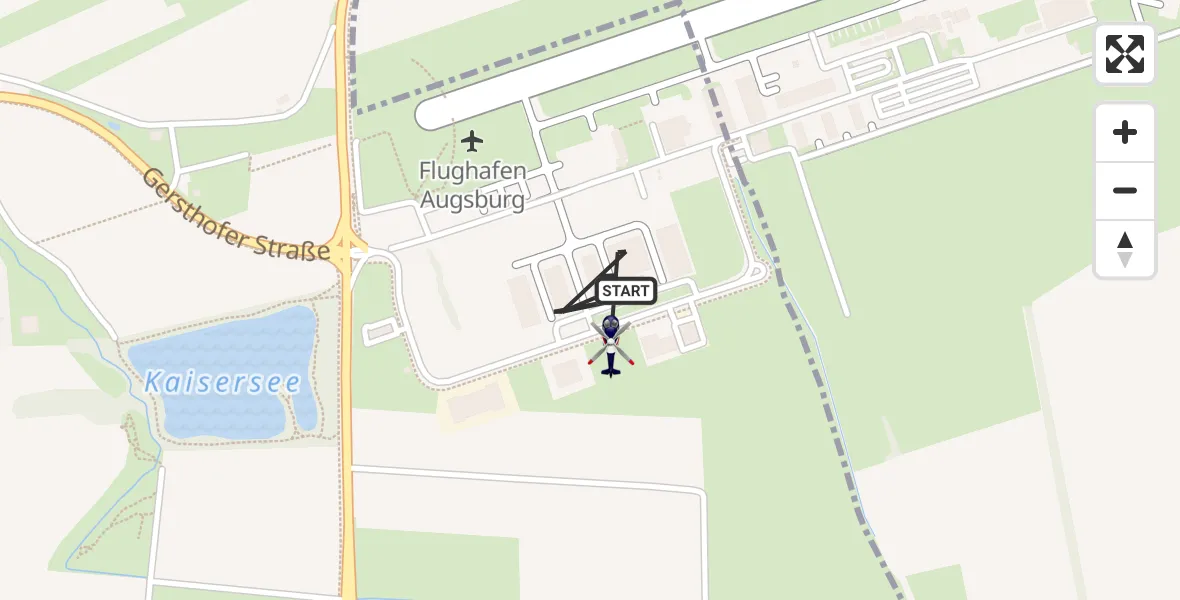 Flugroute Polizeihubschrauber Augsburg Flughafen - Augsburg Flughafen, 01 Juli 2026, 11:43