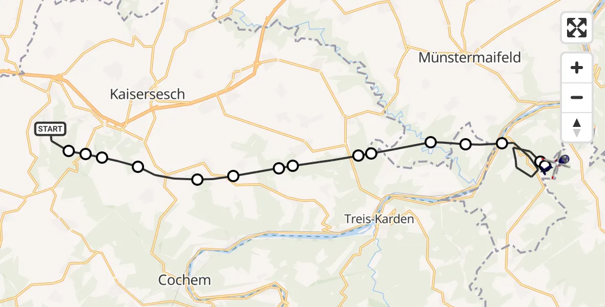 Flugroute Polizeihubschrauber Müllenbach - Burgen, 01 Juli 2026, 11:45