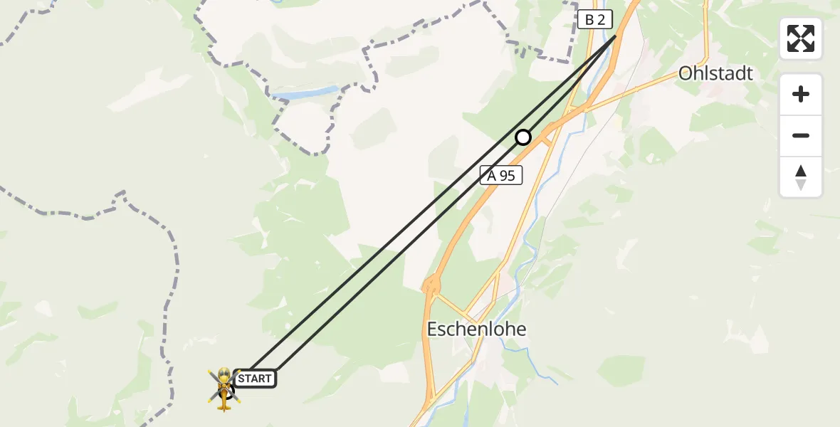 Flugroute Rettungshubschrauber Eschenlohe - Eschenlohe, 01 Juli 2026, 11:57