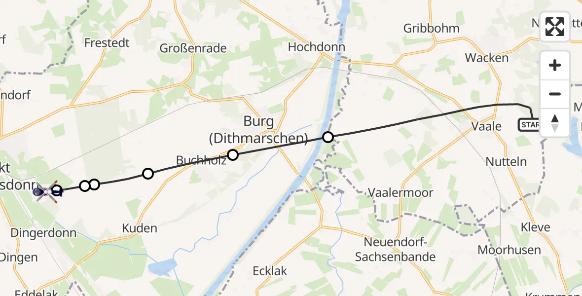 Flugroute Polizeihubschrauber Vaale - Sankt Michaelisdonn Flugplatz, 01 Juli 2026, 12:14