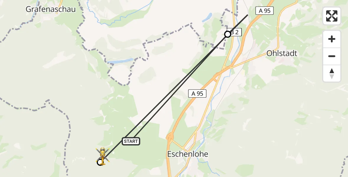 Flugroute Rettungshubschrauber Schwaigen - Schwaigen, 01 Juli 2026, 12:40