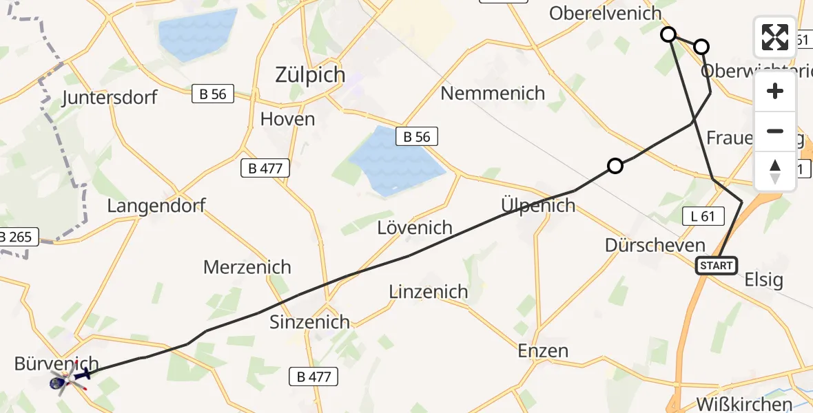 Flugroute Polizeihubschrauber Euskirchen - Zülpich, 01 Juli 2026, 12:41
