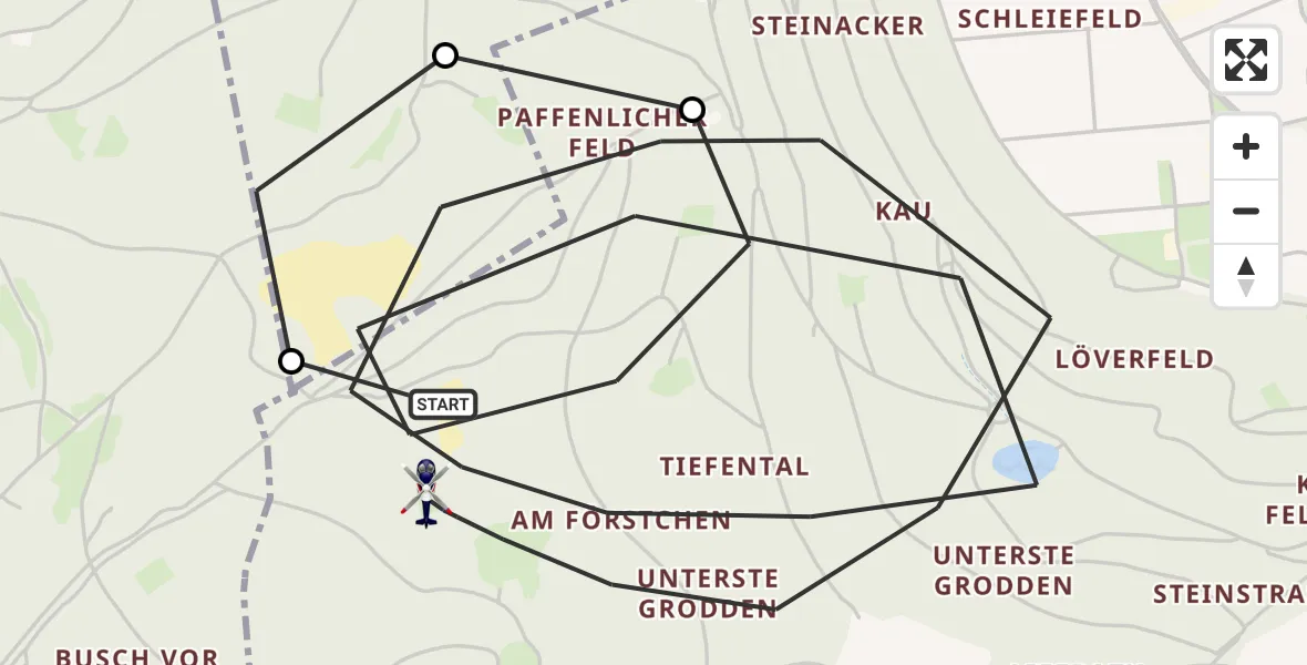 Flugroute Polizeihubschrauber Niederzier - Niederzier, 01 Juli 2026, 12:45