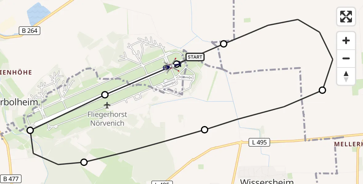 Flugroute Polizeihubschrauber Kerpen - Militärflugplatz Nörvenich, 01 Juli 2026, 12:52