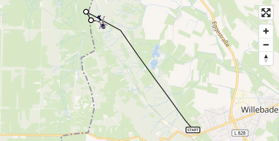 Flugroute Polizeihubschrauber Willebadessen - Willebadessen, 01 Juli 2026, 13:05