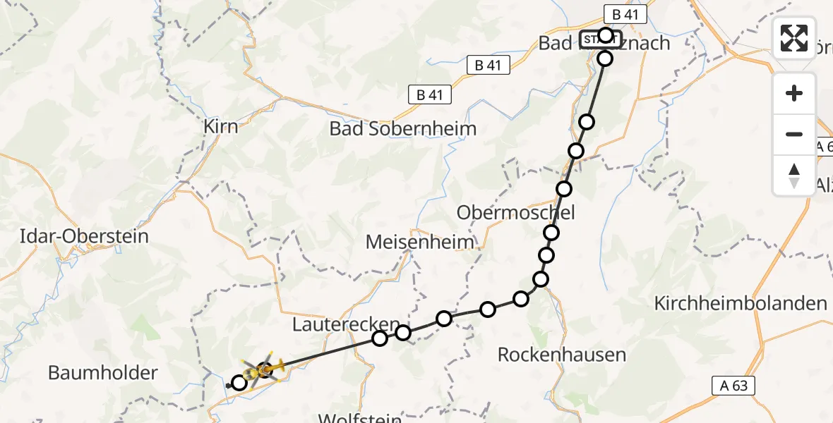 Flugroute Rettungshubschrauber Sankt Marienworth Hospital - Sankt Julian, 01 Juli 2026, 14:58