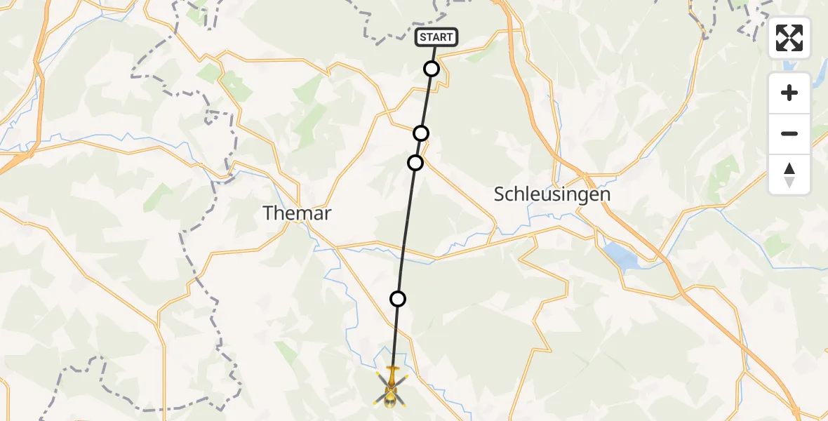 Flugroute Rettungshubschrauber Schleusingen - Hildburghausen, 01 Juli 2026, 15:25