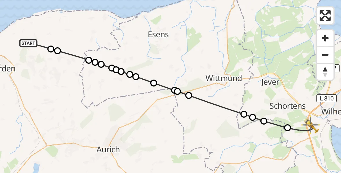 Flugroute Rettungshubschrauber Hagermarsch - Sande, 01 Juli 2026, 15:55