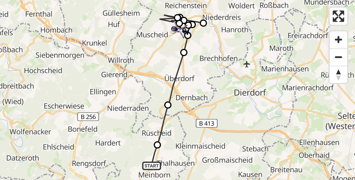 Flugroute Polizeihubschrauber Anhausen - Dürrholz, 01 Juli 2026, 16:01