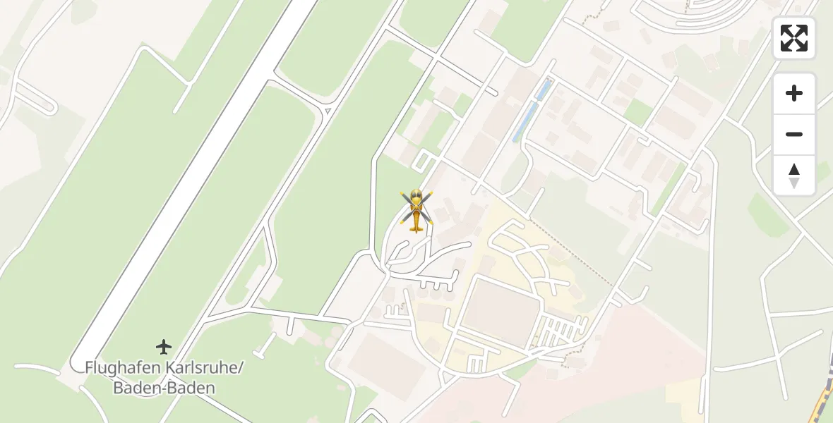 Flugroute Rettungshubschrauber Karlsruhe Baden-Baden Flughafen - Karlsruhe Baden-Baden Flughafen, 01 Juli 2026, 16:18