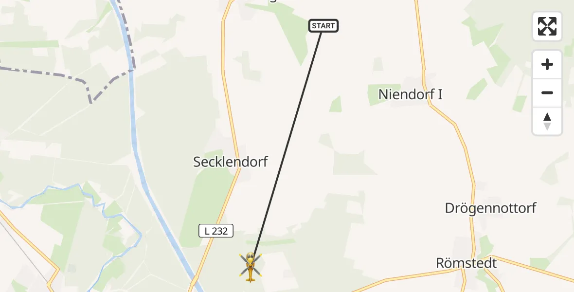 Flugroute Rettungshubschrauber Altenmedingen - Bad Bevensen, 01 Juli 2026, 16:22