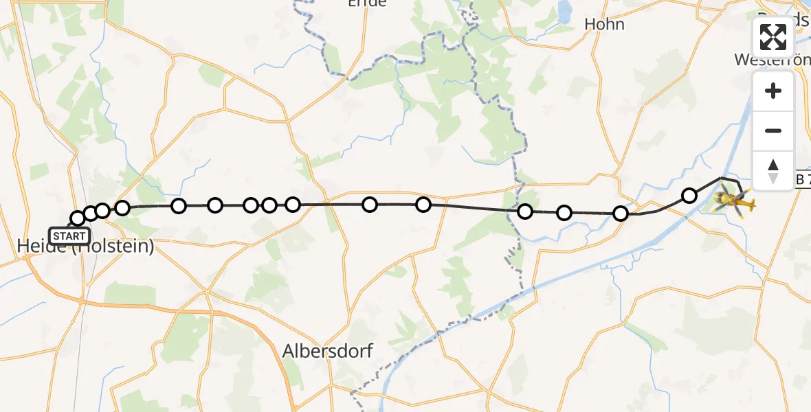 Flugroute Ambulanzhubschrauber Heide - Hörsten, 01 Juli 2026, 17:36
