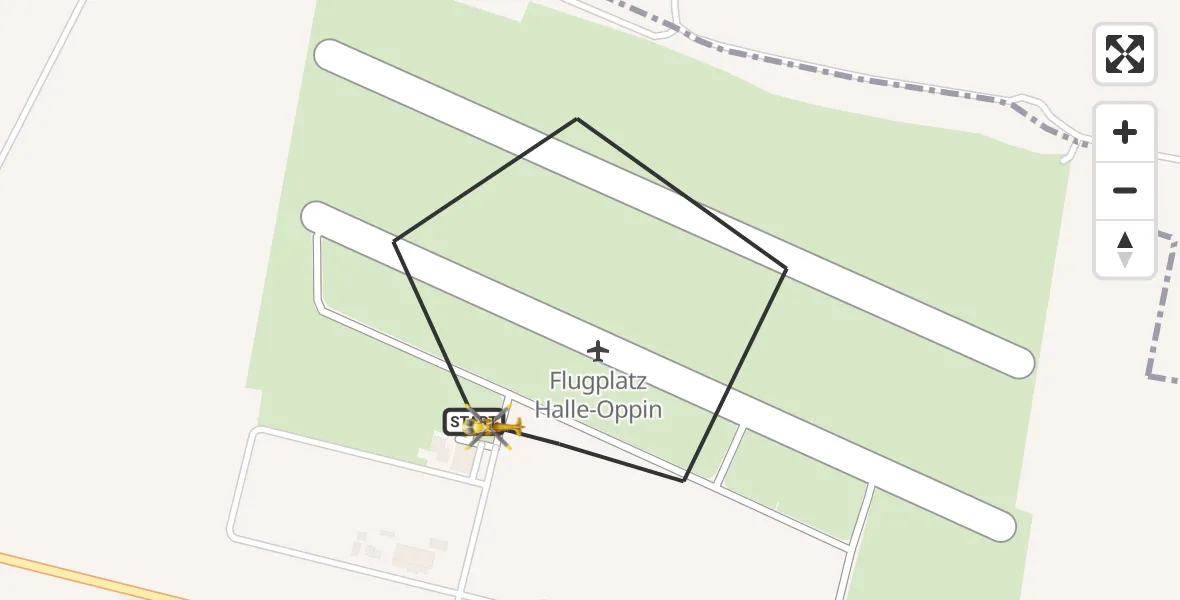 Flugroute Rettungshubschrauber Halle-Oppin Flugplatz - Halle-Oppin Flugplatz, 01 Juli 2026, 17:45