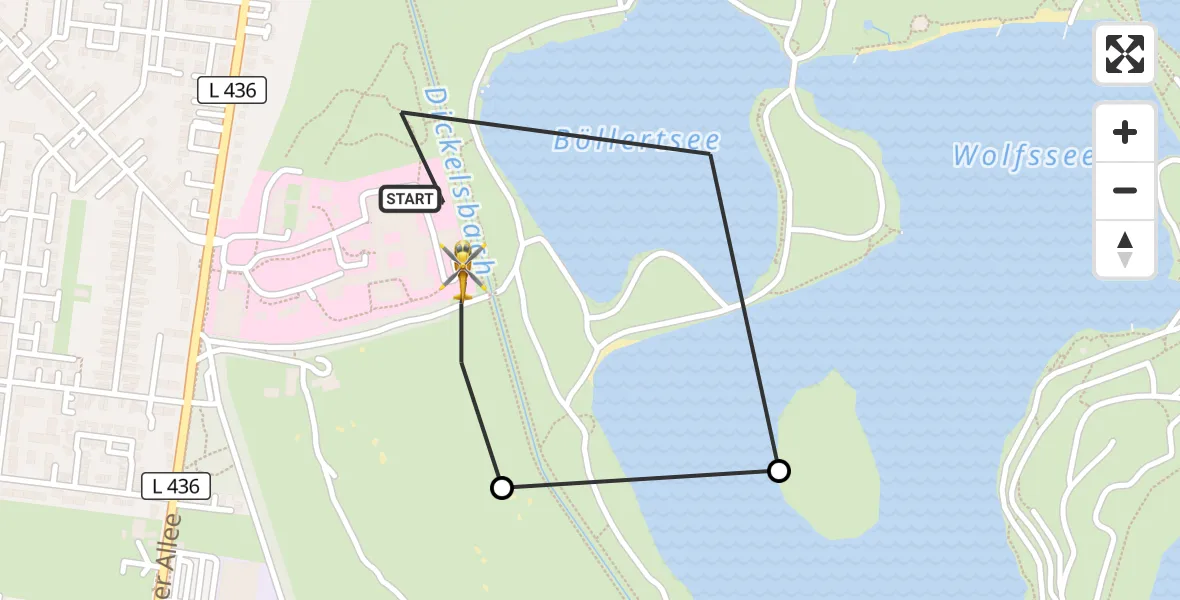 Flugroute Rettungshubschrauber Duisburg Air Rescue Hubschrauberlandeplatz (Christoph 9) - Duisburg Air Rescue Hubschrauberlandeplatz (Christoph 9), 01 Juli 2026, 17:45