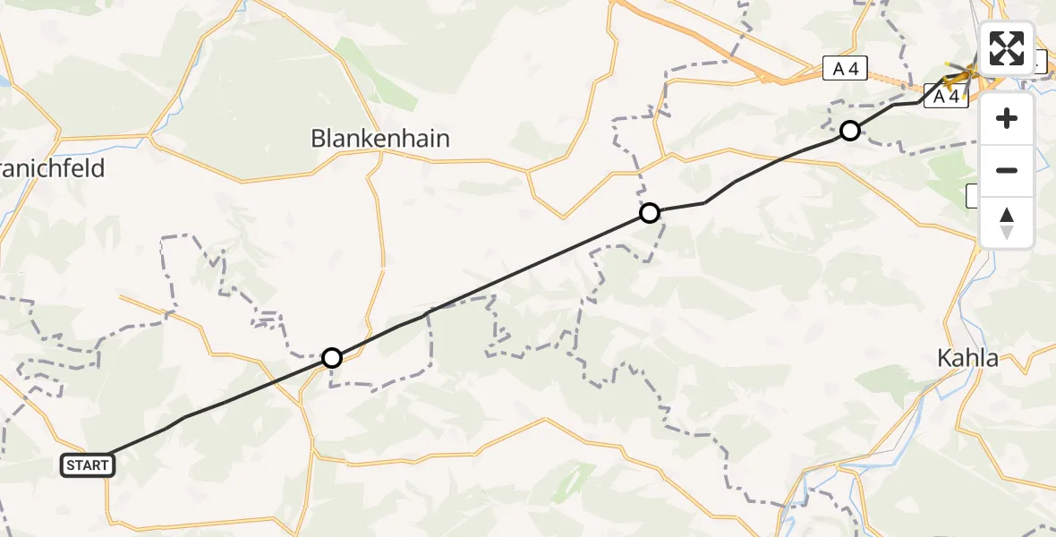 Flugroute Rettungshubschrauber Rudolstadt - Jena, 01 Juli 2026, 18:01