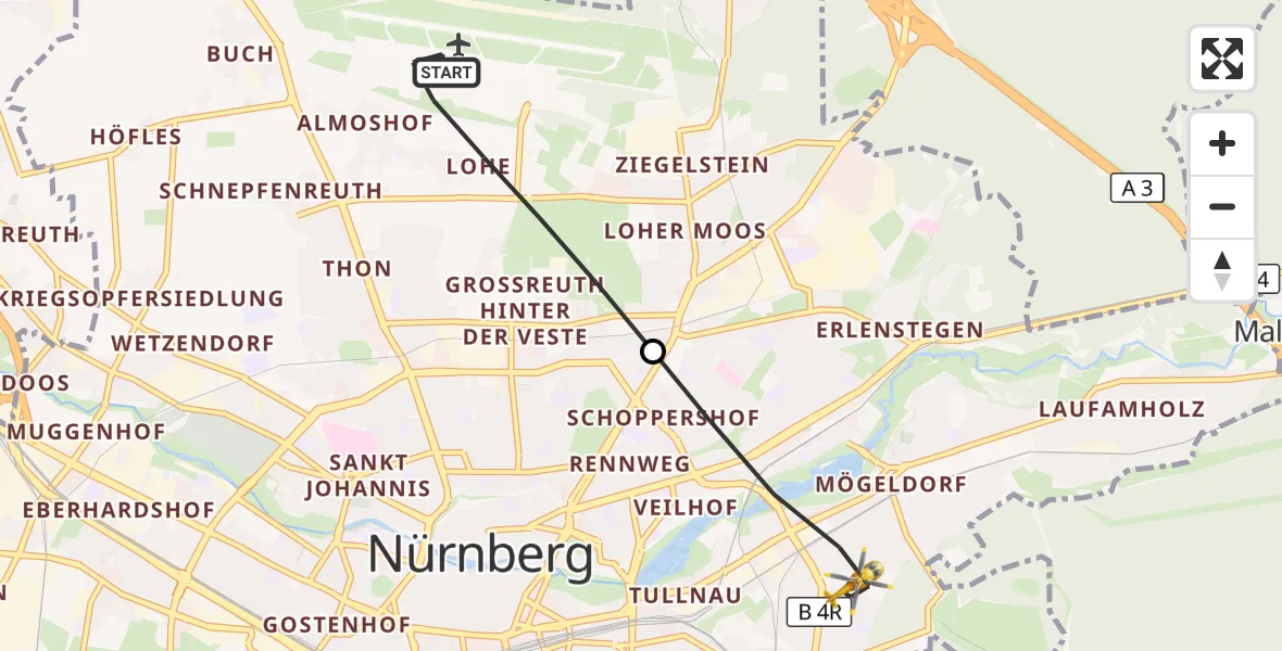 Flugroute Ambulanzhubschrauber Flughafen Nuremberg - Nürnberg, 01 Juli 2026, 18:11